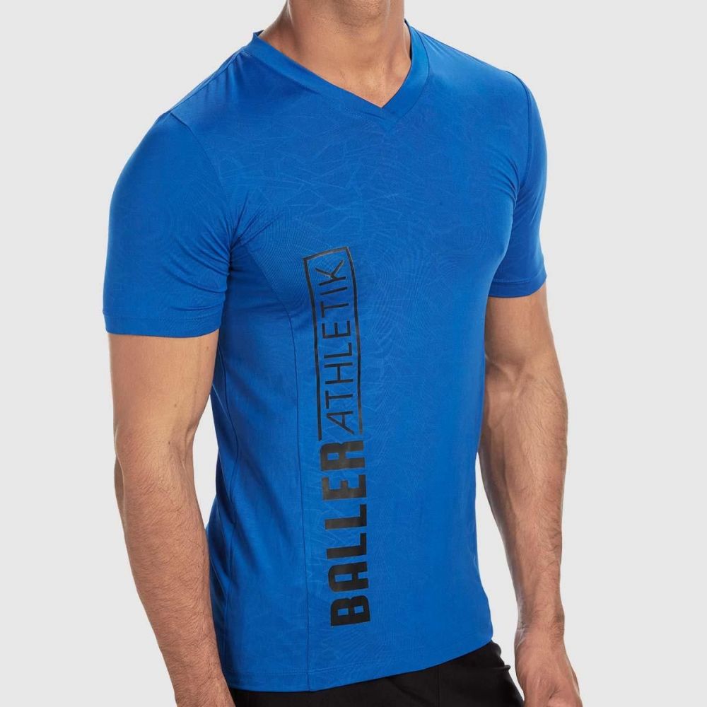 Baller Athletik V-neck Tee - Electric Blue for Men