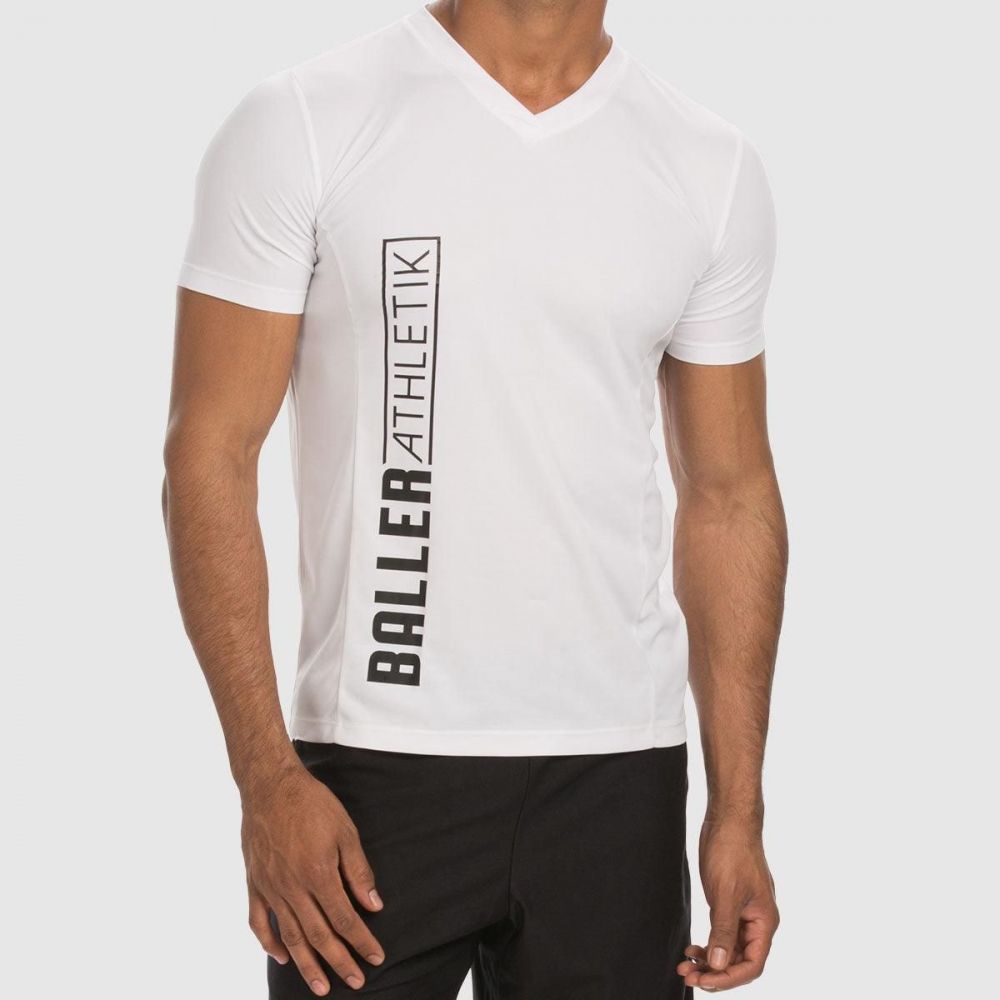 Baller Athletik V-neck Tee - White for Men