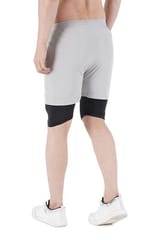 NAVYFIT Men's Running Active Wear Double Layer Shorts (MRS06) (Pack of 2) Light Grey