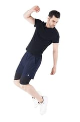NAVYFIT Men's Running Active Wear Double Layer Shorts (MRS06) (Pack of 5) Navy Blue