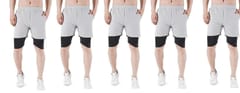 NAVYFIT Men's Running Active Wear Double Layer Shorts (MRS06) (Pack of 5) Light Grey