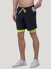 TRUEREVO 7" 2 in 1 Running Sports Shorts for Men - Dark Grey