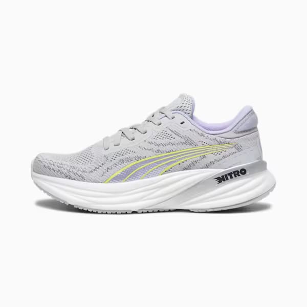 PUMA Women's Magnify NITRO 2 - Ash Gray-PUMA White-Yellow Burst-Vivid Violet