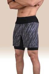 Endurace Long Distance Running Shorts - 7 Pockets, 3 Layered - Black