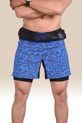 Endurace Long Distance Running Shorts - 7 Pockets, 3 Layered - Blue