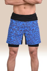 Endurace Long Distance Running Shorts - 7 Pockets, 3 Layered - Blue