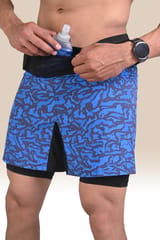 Endurace Long Distance Running Shorts - 7 Pockets, 3 Layered - Blue