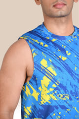 Endurace Men's Graphic Tank Top - Blue and Yellow