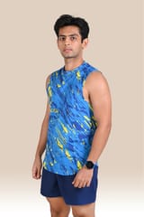 Endurace Men's Graphic Tank Top - Blue and Yellow