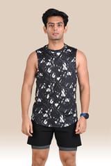 Endurace Men's Graphic Tank Top - Black & White