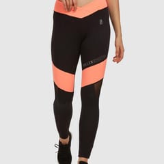 Baller Athletik V Waist Tights - Black and Coral for Women