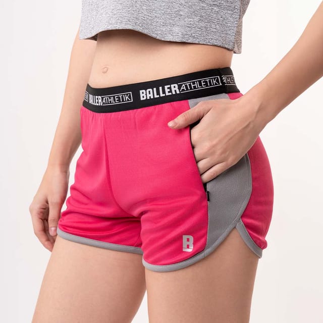 Baller Athletik Running Shorts - Dark Pink for Women