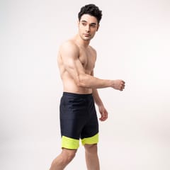 Baller Athletik Colourblock Shorts - Blue and Lime for Men